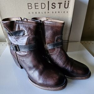 Bed Stu Brown Leather Ankle Boots